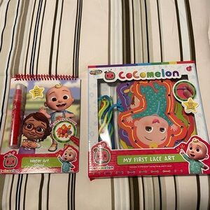 New 2 pc Cocomelon My First Lace Art Wooden Tracing Activity & water art book